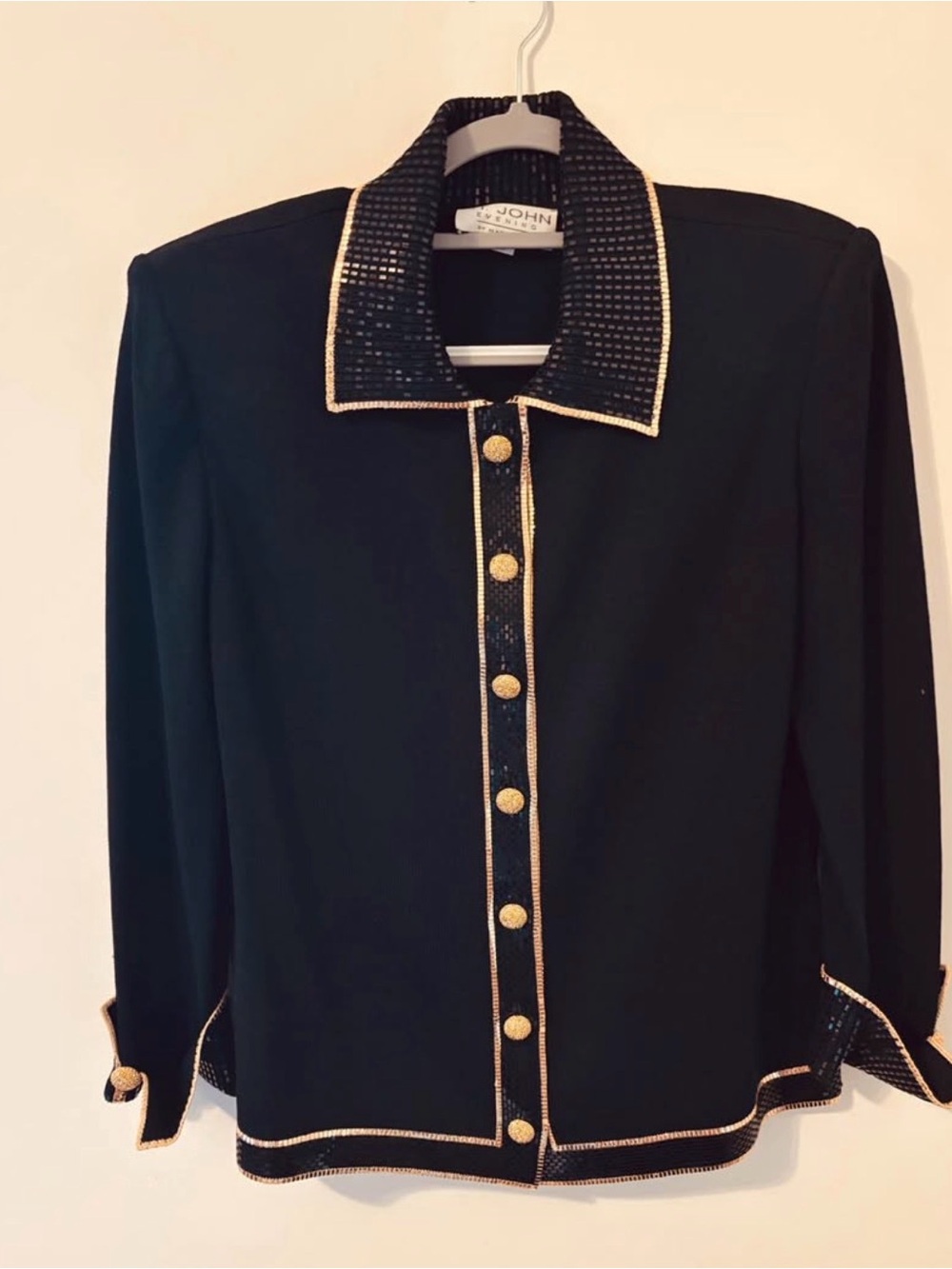 St. John Black Knit Jacket and Skirt size 12.